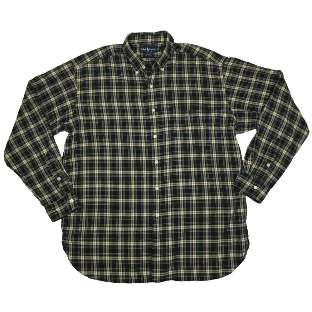 Vintage Ralph Lauren Mcmeel Shirt Men's L Plaid Pony Pocket Button Down Chest52"